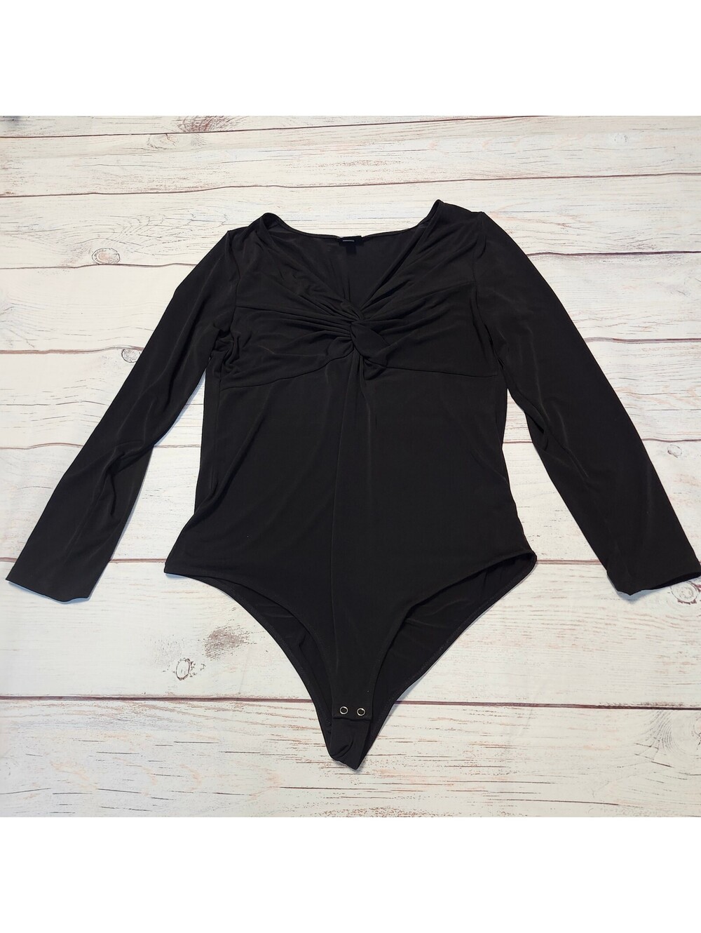 Torrid Black Long Sleeve Twist Front Bodysuit Size 0